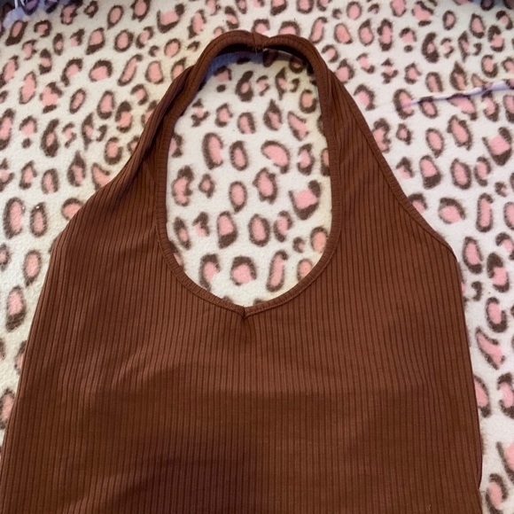 Brown cropped halter top - Picture 2 of 2